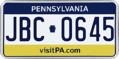 PA license plate JBC0645