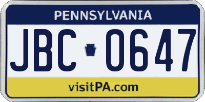 PA license plate JBC0647