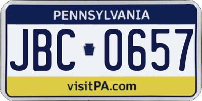 PA license plate JBC0657