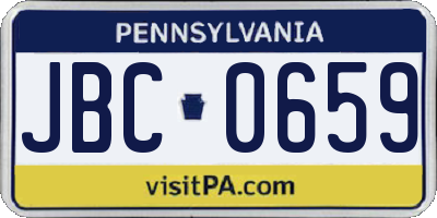 PA license plate JBC0659