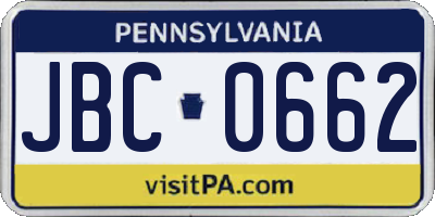PA license plate JBC0662