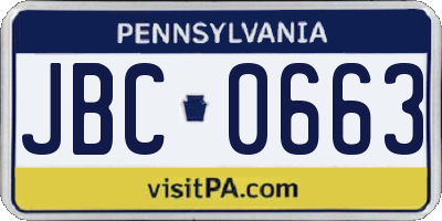 PA license plate JBC0663