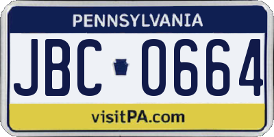 PA license plate JBC0664