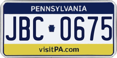 PA license plate JBC0675