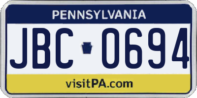 PA license plate JBC0694