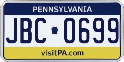 PA license plate JBC0699