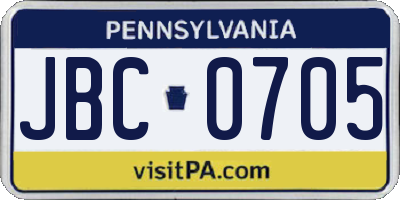 PA license plate JBC0705