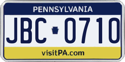 PA license plate JBC0710