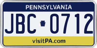 PA license plate JBC0712