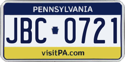 PA license plate JBC0721
