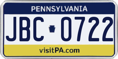 PA license plate JBC0722