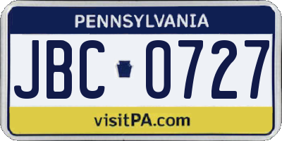 PA license plate JBC0727