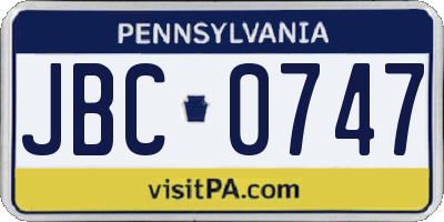 PA license plate JBC0747