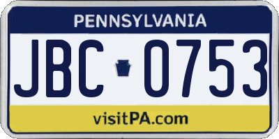 PA license plate JBC0753