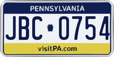 PA license plate JBC0754