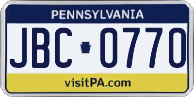 PA license plate JBC0770