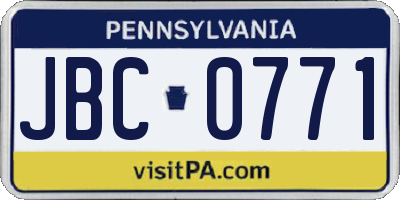 PA license plate JBC0771