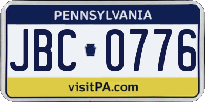 PA license plate JBC0776