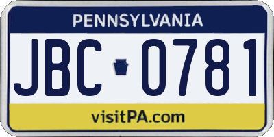 PA license plate JBC0781