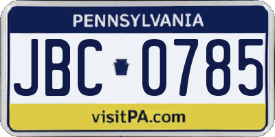 PA license plate JBC0785