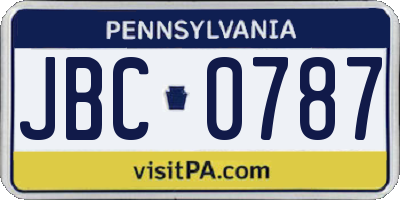 PA license plate JBC0787