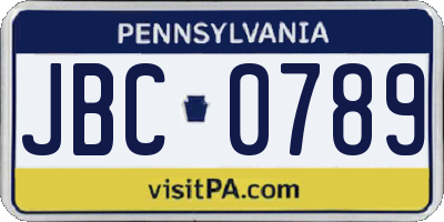 PA license plate JBC0789