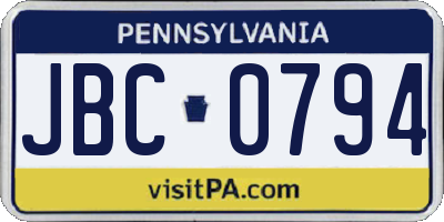 PA license plate JBC0794
