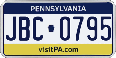 PA license plate JBC0795