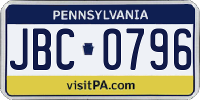 PA license plate JBC0796