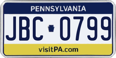 PA license plate JBC0799