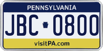 PA license plate JBC0800