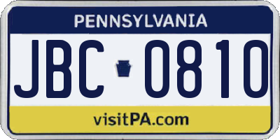 PA license plate JBC0810