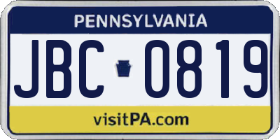 PA license plate JBC0819