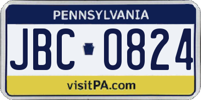 PA license plate JBC0824