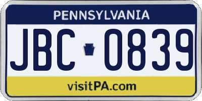 PA license plate JBC0839