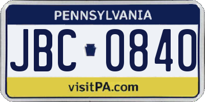 PA license plate JBC0840