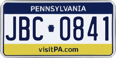 PA license plate JBC0841