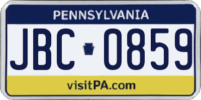PA license plate JBC0859