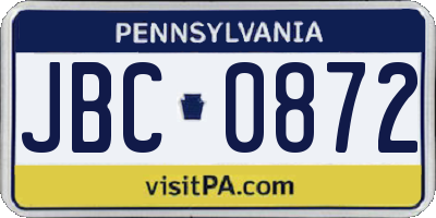 PA license plate JBC0872