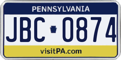 PA license plate JBC0874