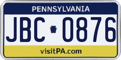 PA license plate JBC0876