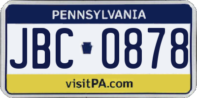 PA license plate JBC0878