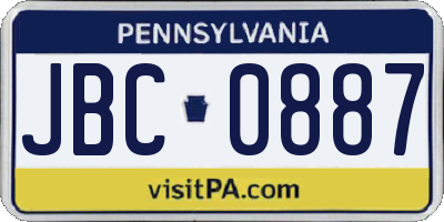 PA license plate JBC0887