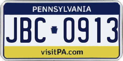 PA license plate JBC0913