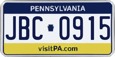 PA license plate JBC0915