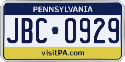 PA license plate JBC0929