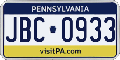 PA license plate JBC0933