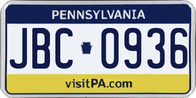 PA license plate JBC0936