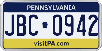 PA license plate JBC0942