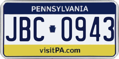 PA license plate JBC0943